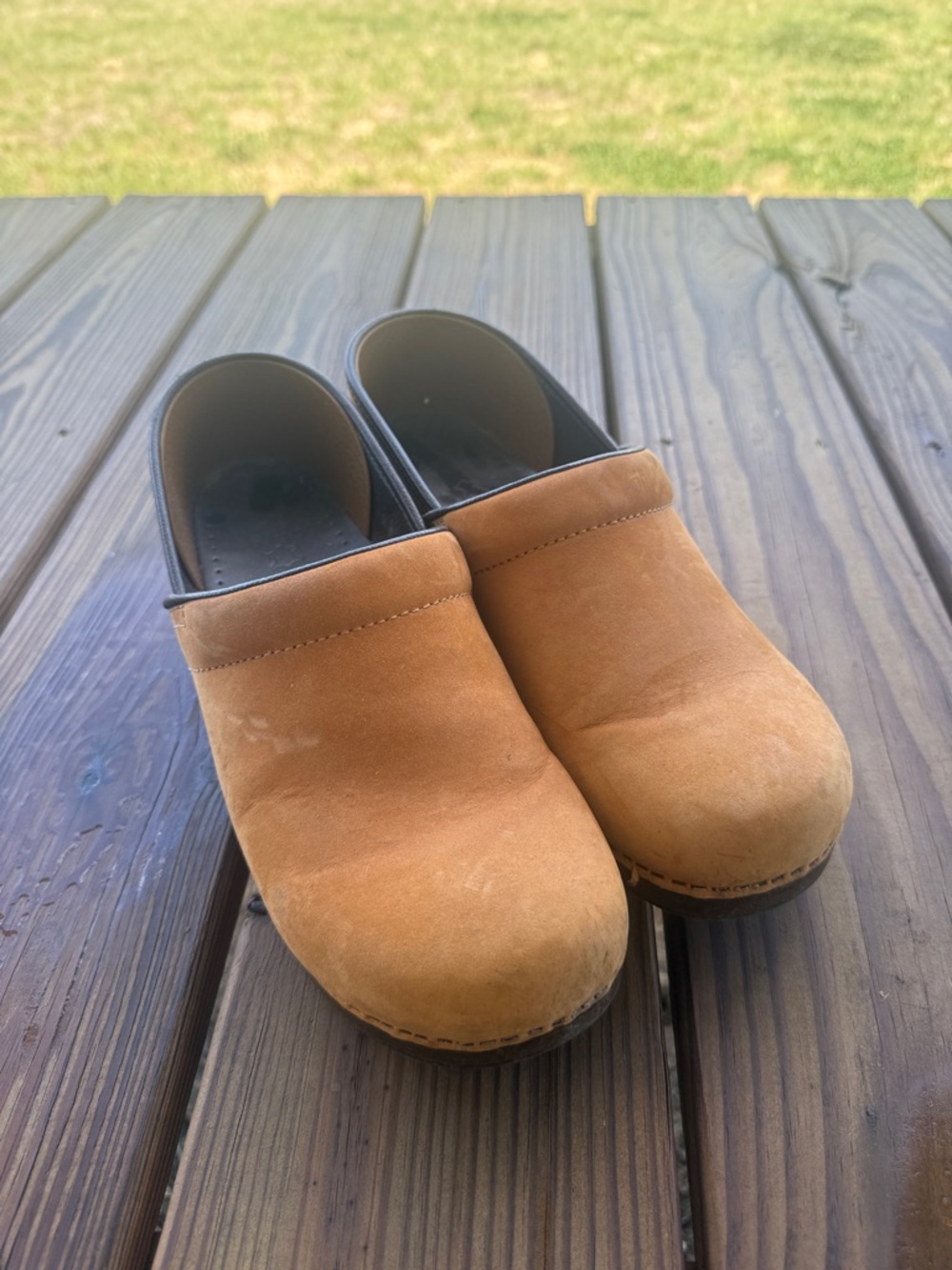 Dansko Women's Tan Suede Slip-On Clogs